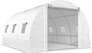 Outsunny Seră de Grădină Tip Tunel 4x3x2 m cu 2 Bare Detașabile, Uși Rulabile și Ferestre cu Plasă, Seră pentru Grădină de Legume și Flori, Structură din Oțel Zincat și Acoperire PE, Alb | Aosom Romania