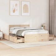 vidaXL Cadru de pat fără saltea, 135x190 cm, lemn masiv de pin