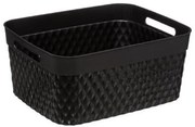Cutie depozitare Disco negru, pastic, 15 litri, 29.5x37x16.4 cm