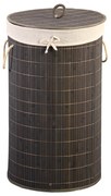 Cos de rufe din bambus cu sac din material textil, 35 x 60 cm