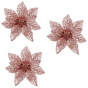Set 3 ornamente brad Craciun Steaua Bethleemului roz