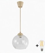 Brilagi - Lustră LED pe cablu RETRO GLASS 1xE27/60W/230V Ø 25 cm bej/transparent