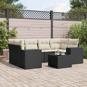 vidaXL Set canapele de grădină cu perne, 7 piese, negru, poliratan