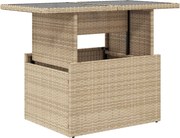 vidaXL Masă de grădină cu blat din sticlă bej, 100x55x73 cm, poliratan
