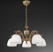 Candelabru cu 5 brate clasic design italian din alama si sticla 8601 RA-L. 8601/5