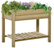 Outsunny Jardinieră Inălțată din Lemn cu Raft Inferior, Ideală pentru Grădină și Balcon, Suport pentru Plante, 91x51x76 cm | Aosom Romania