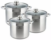 Set oale din inox cu capace, 22/24/26 cm, 7.2/9/11.1 L Kinghoff KH4311
