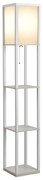 HOMCOM Lampă de Podea 40W cu 3 Rafturi Integrate și Comutator de Picior, Lampă Modernă din MDF și Acrilic, 26x26x160 cm, Alb | Aosom Romania