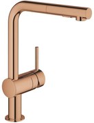 Grohe Minta Baterie chiuveta bucatarie monocomanda cu dus extractibil, pipa L, cupru (warm sunset)