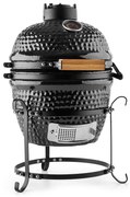 grătar kamado, Princesize, ceramică, 11", afumare, BBQ, gătit lent, negru