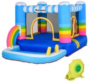 Castel Gonflabil pentru Copii Outsunny cu Trambulina si Piscina, Pompa Electrica Inclusa 290x200x155cm, Multicolor | Aosom Romania