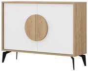 Comodă albă/în culoare naturală joasă cu aspect de lemn de stejar 110x82 cm Vae – Marckeric