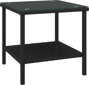 vidaXL Masă laterală, negru, 45x45x45 cm poliratan/sticlă securizată