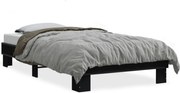 vidaXL Cadru de pat, negru, 90x200 cm, lemn prelucrat și metal