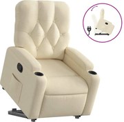 vidaXL Fotoliu rabatabil cu ridicare pe verticală, crem, textil