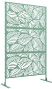 Outsunny Panou paravan de protecție decorativ paravant exterior verde cu model vegetal din metal, 122 x 45 x 198 cm, verde | Aosom Romania