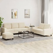 vidaXL Set de canapele, 3 piese, crem, material