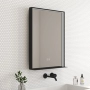 Oglinda cu iluminare si dezaburire Inter Ceramic Enzo rama neagra 60x80 cm