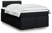 vidaXL Pat box spring cu saltea, negru, 120x190 cm, catifea