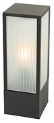 Lampă de exterior cu picior neagră cu sticlă striată 40 cm IP44 - Charlois