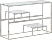 vidaXL Măsuță consolă, oțel inoxidabil argintiu și sticlă securizată