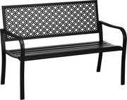 Outsunny Bancă metalică de grădină, 2 locuri, model floral, rezistentă la intemperii, 127 x 63 x 83 cm, Negru | Aosom Romania