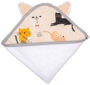 Prosop bebe cu gluga si urechi 90x90 Kidizi Kitten Love