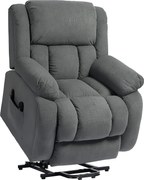 HOMCOM Fotoliu de Ridicare și Înclinare cu 2 Buzunare și Telecomandă, Gri | Aosom Romania