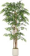 HOMCOM Banian artificial, plantă artificială cu trunchi masiv din lemn, ghiveci, pentru living, dormitor, birou 75 x 75 x 180 cm Verde | Aosom Romania