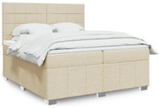 vidaXL Pat box spring cu saltea, crem, 200x200 cm, textil