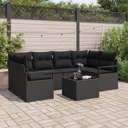 vidaXL Set de canapele pentru grădină 7 pcs Negru 55 x 55 x 37 cm