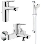 Set baterie lavoar, baterie cada si set de dus, crom lucios, Grohe BauEdge