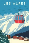 Ilustrație Ski resort with red gondola lift,, Rinat Khairitdinov