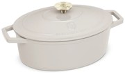 Oală din fontă emailată ovală cu capac 30 cm, 4.65L – Berlinger Haus Sahara Collection BH 6540, crem, pentru cuptor și coacere lentă