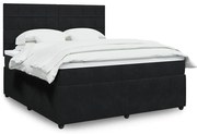 vidaXL Pat box spring cu saltea, negru, 180x200 cm, catifea