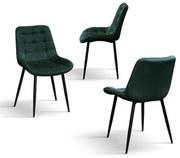 SET 4 Scaune Ernest catifea, structura metalica - VERDE - STANDARD - 4 BUCATI
