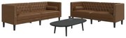 vidaXL Set canapele Chesterfield perne 2 piese maro piele întoarsă eco