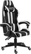 vidaXL Scaun de racing, negru și alb, piele ecologică