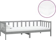 vidaXL Pat de zi cu saltea, gri, 90x200 cm, lemn masiv de pin