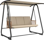 Outsunny Leagăn Hollywood, leagăn de grădină 3 locuri cu copertină reglabilă pernuță șezut detașabilă și respirabilă | Aosom Romania