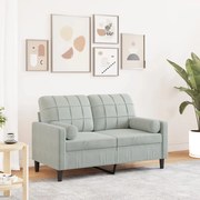 vidaXL Canapea cu 2 locuri cu pernuțe, gri deschis, 120 cm, catifea