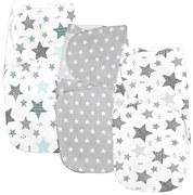 Set 3 sisteme de infasat duble cu interior din flanel 0-3 luni Kidizi All Mint Stars