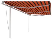 vidaXL Copertină retractabilă manual cu stâlpi portocaliu/maro 6x3 m