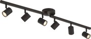 Spot de tavan modern negru cu 6 lumini GU10 de 50 mm cu iluminare de fundal și întrerupător cu 3 căi - Back Up