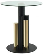 Măsuță de cafea rotunda din sticla Ontario 46x46x52 cm auriu/negru