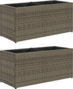 vidaXL Jardiniere grădină 2 ghivece 2 buc. gri 72x30x32 cm poliratan