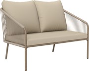 Outsunny Canapea de Grădină cu 2 Locuri, Perne Detașabile, Brațe și Cadru din Oțel, 112x72x76 cm, Verde | Aosom Romania