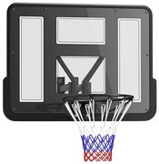 SPORTNOW Panou de baschet mural panou basket cu placă incasabilă cerc din oțel și plasă anti-rupere 110L x 75H cm negru | Aosom Romania