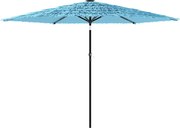 vidaXL Umbrelă soare de grădină stâlp din oțel, albastru 288x288x225cm