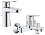 Pachet: Baterie cada/dus Grohe Bau Edge-23334000 + Baterie lavoar Grohe Bau Edge-23328000